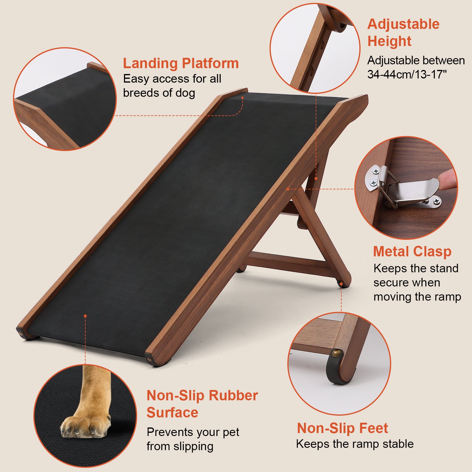 Adjustable Dog Ramp (Walnut)
